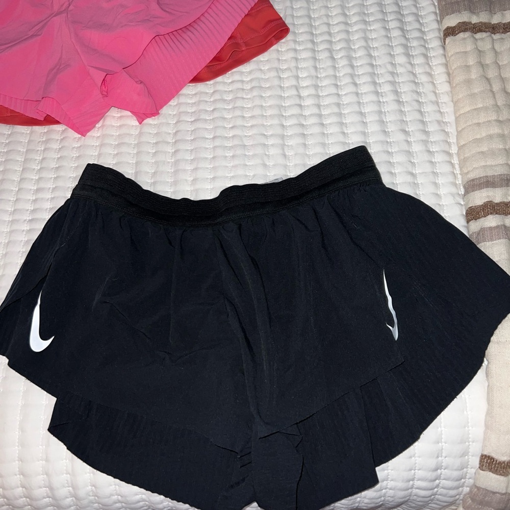 Nike Black Athletic Running Shorts with White Swoosh